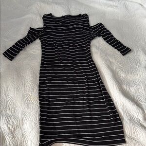 One Clothing Black and White Striped Long Sleeve Dress